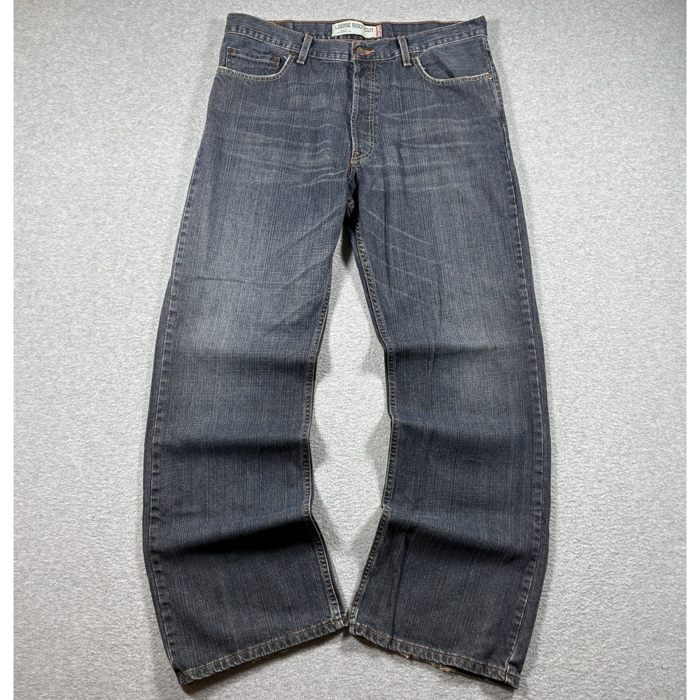 Vintage Levis 567 Loose Bootcut Jeans Mens 36x34 Y2K Dark Wash Button Fly Baggy